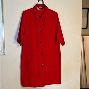 EVERLANE Red Button-Up Dress